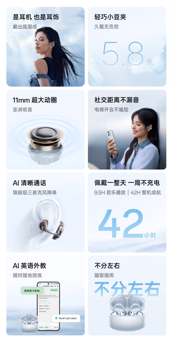 799元！OPPO Enco Clip耳夹耳机正式开售：不用分左右耳