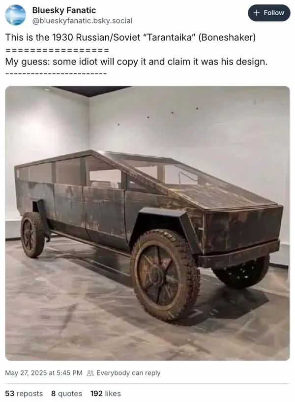 1930年就有“Cybertruck”了！真相原来是AI生成图